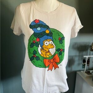 Old Navy Simpson Christmas Womens White T-Shirt Medium M